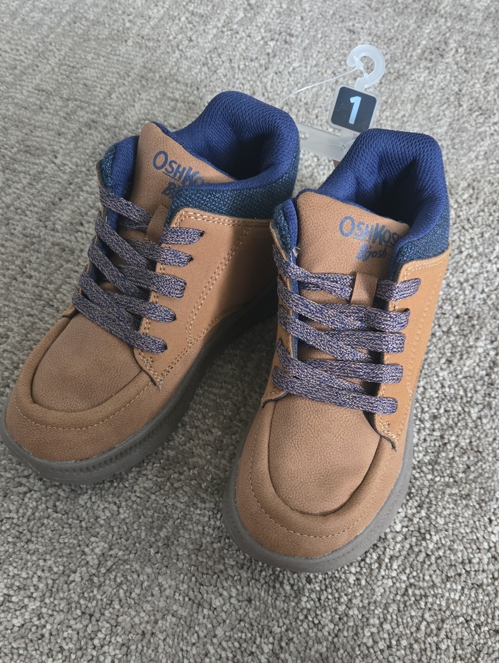 OshKosh Two-Tone Brown and Navy Kids High-Top Sneakers